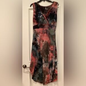 Woosea Maxi Dress Multi Colored Tie Dye Size Large Sleeveless VNeck